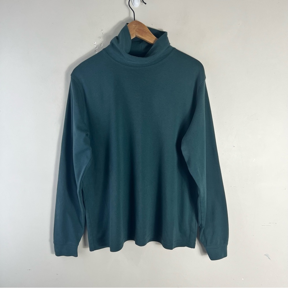 L.L. Bean Forest Green Women's Turtleneck Long Sleeve Top Size XL Cotton Blend